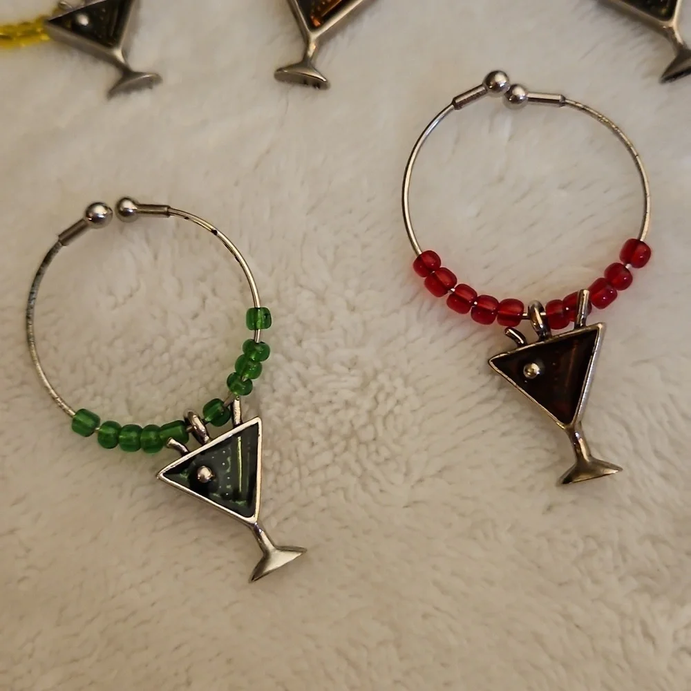 3/$30 Vintage Set of Five Colorful Beaded Martini Glass Charms